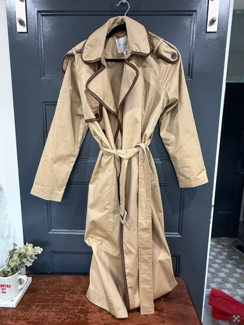 Avec Les Filles Beige Double-Breasted Trench Coat - Like New - Picture 4 of 7